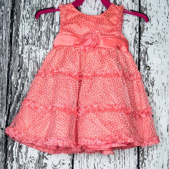 Rare Editions Pink Dress with Ribbon and Bows - Picture 1 of 4